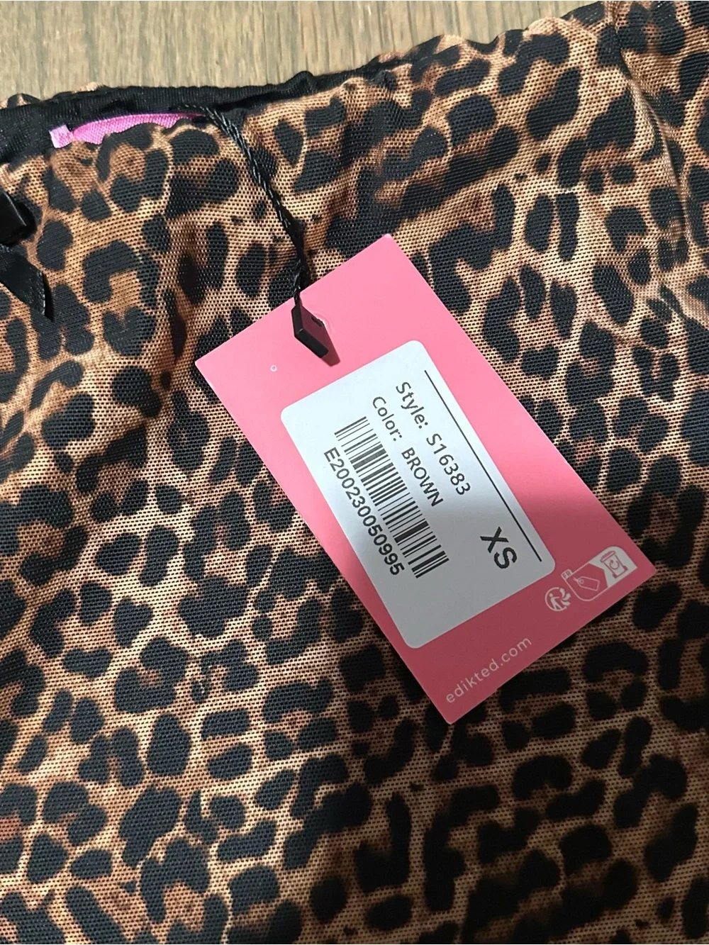 Edikted Leopard Print Mini Skirt in Brown